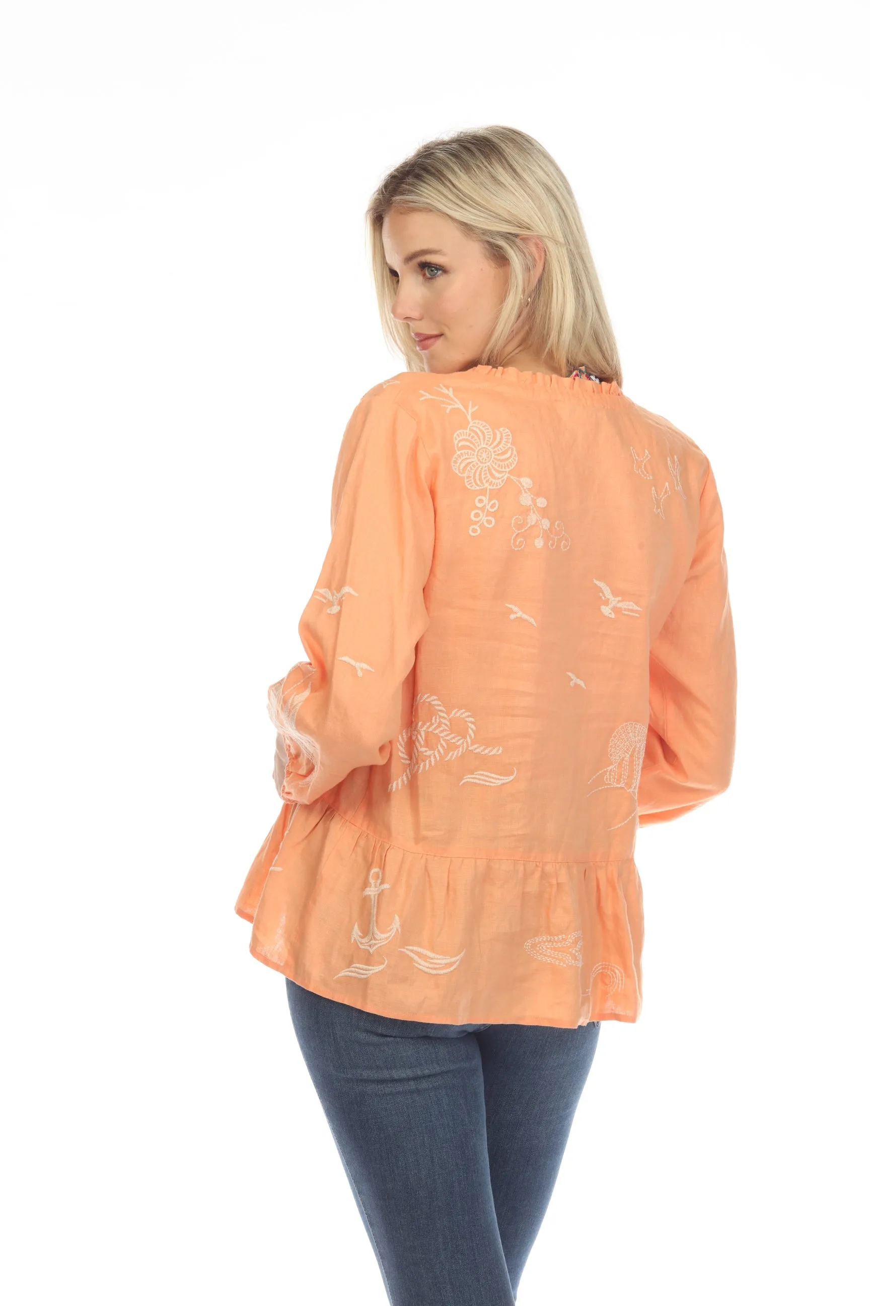 Johnny Was JWLA Selah Peplum Linen Field Blouse Boho Chic J18023