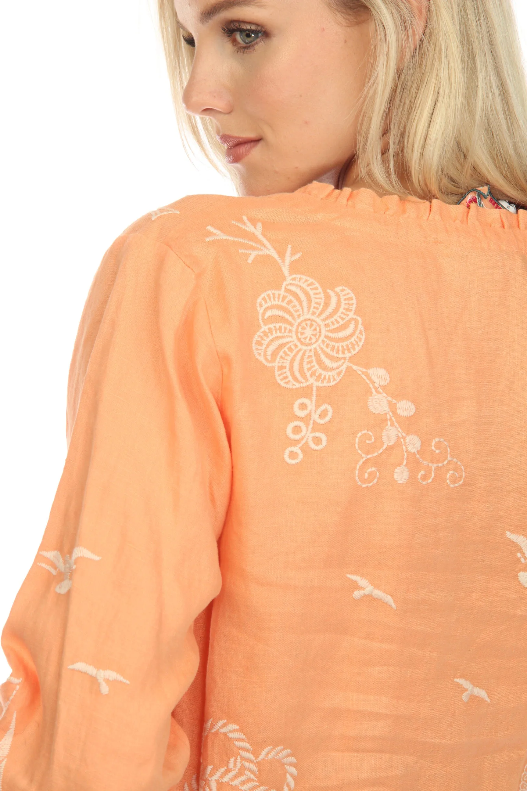 Johnny Was JWLA Selah Peplum Linen Field Blouse Boho Chic J18023