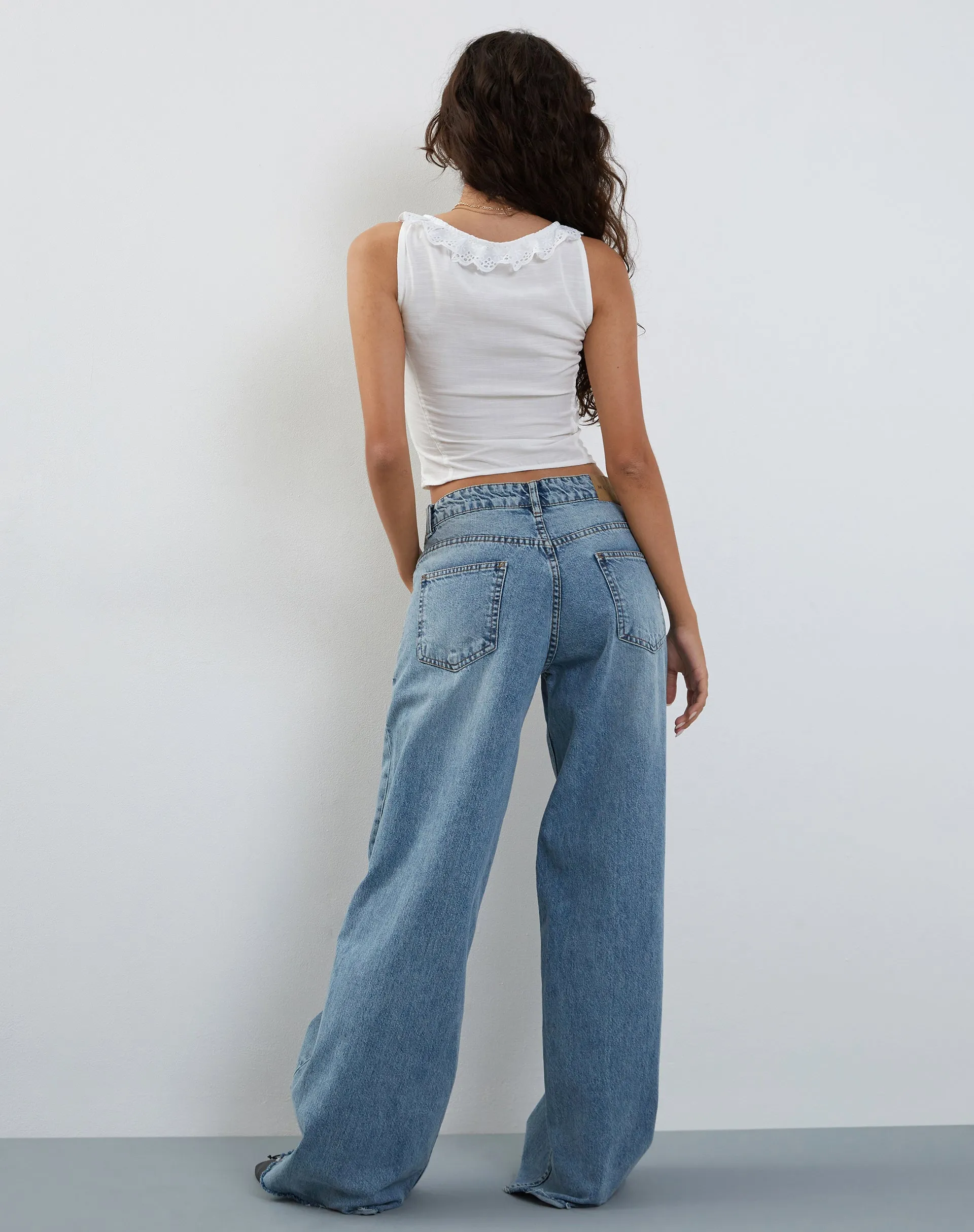 Junko Frill Detail Button Through Top in White