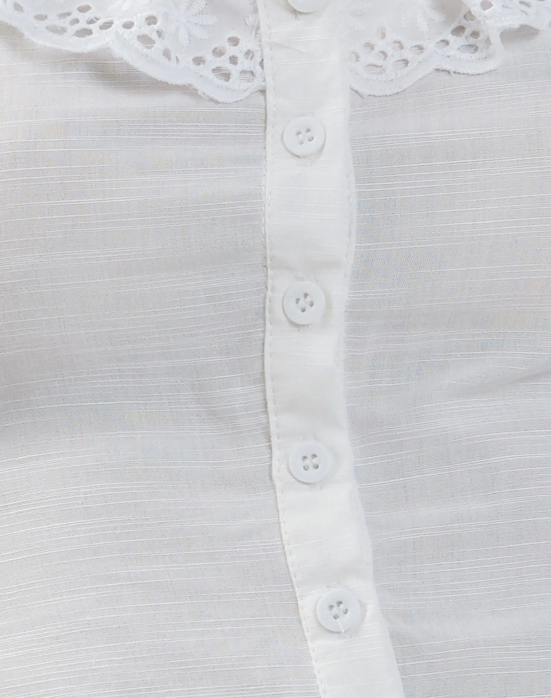 Junko Frill Detail Button Through Top in White