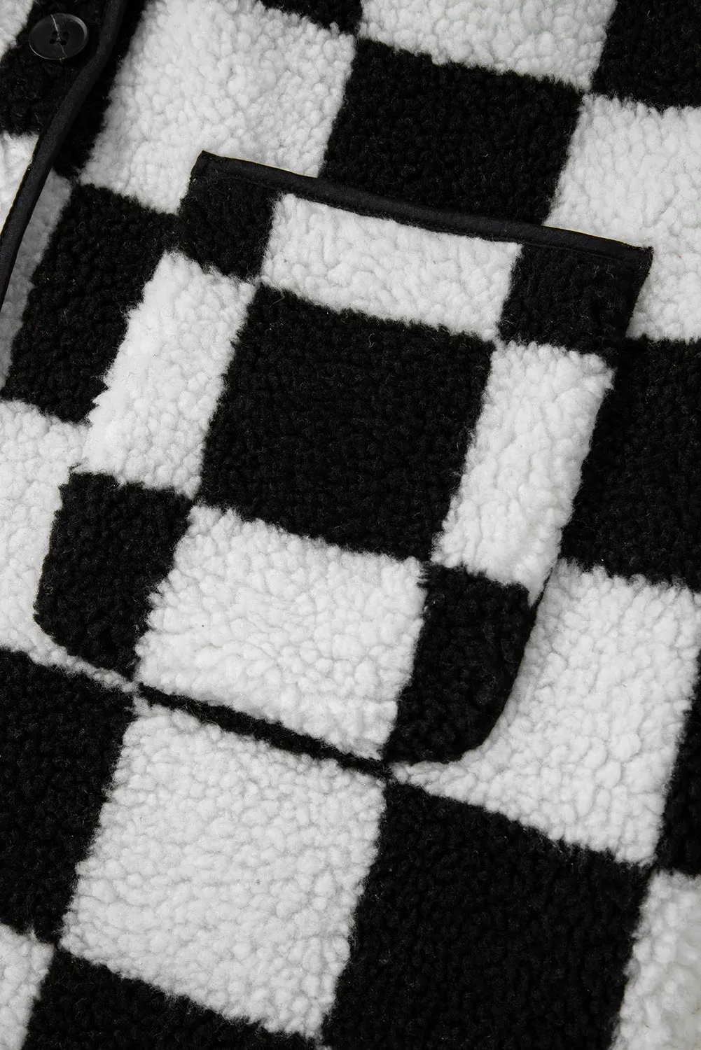 KaleaBoutique Checkered Side Pockets Collared Buttoned Fleece Jacket