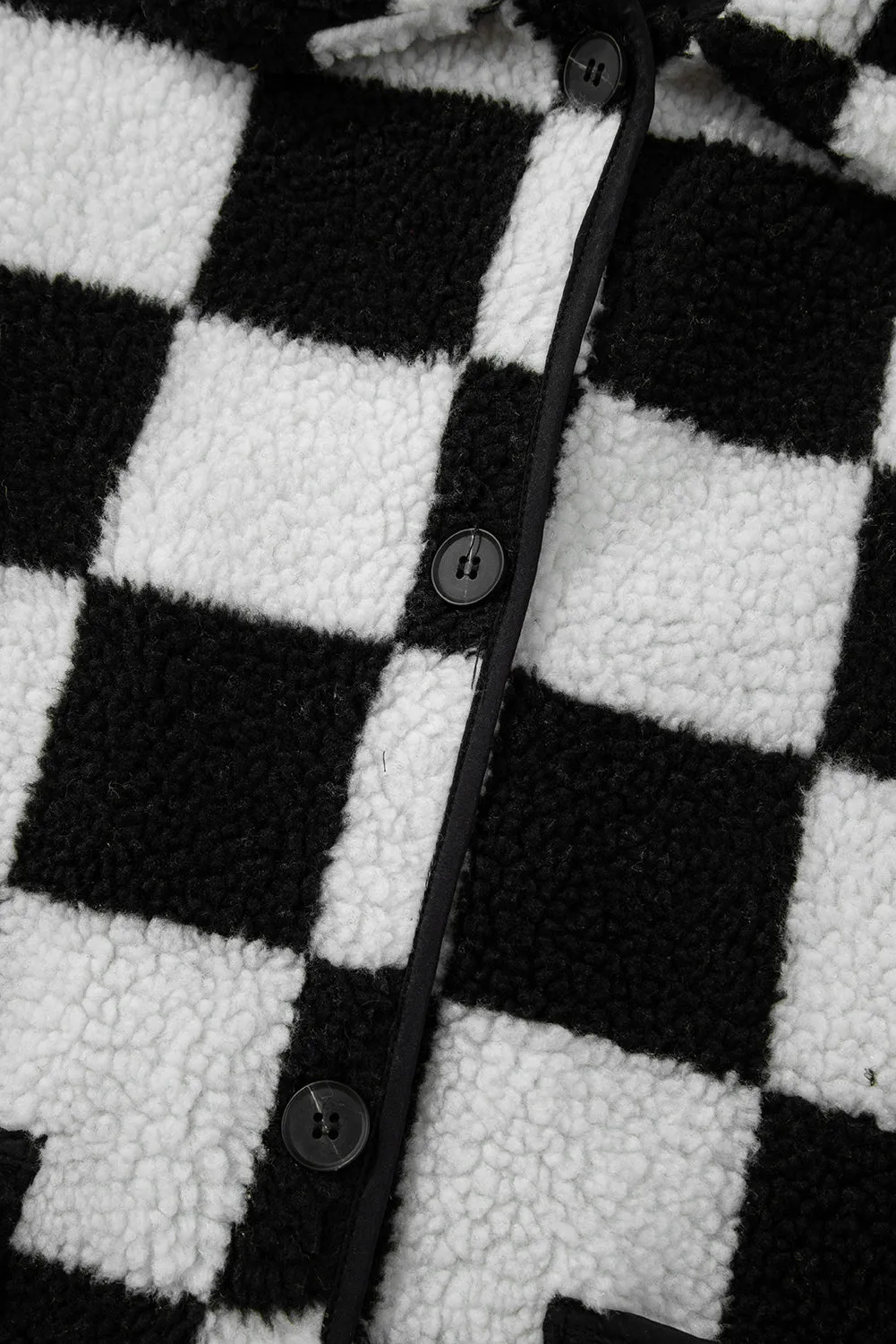 KaleaBoutique Checkered Side Pockets Collared Buttoned Fleece Jacket