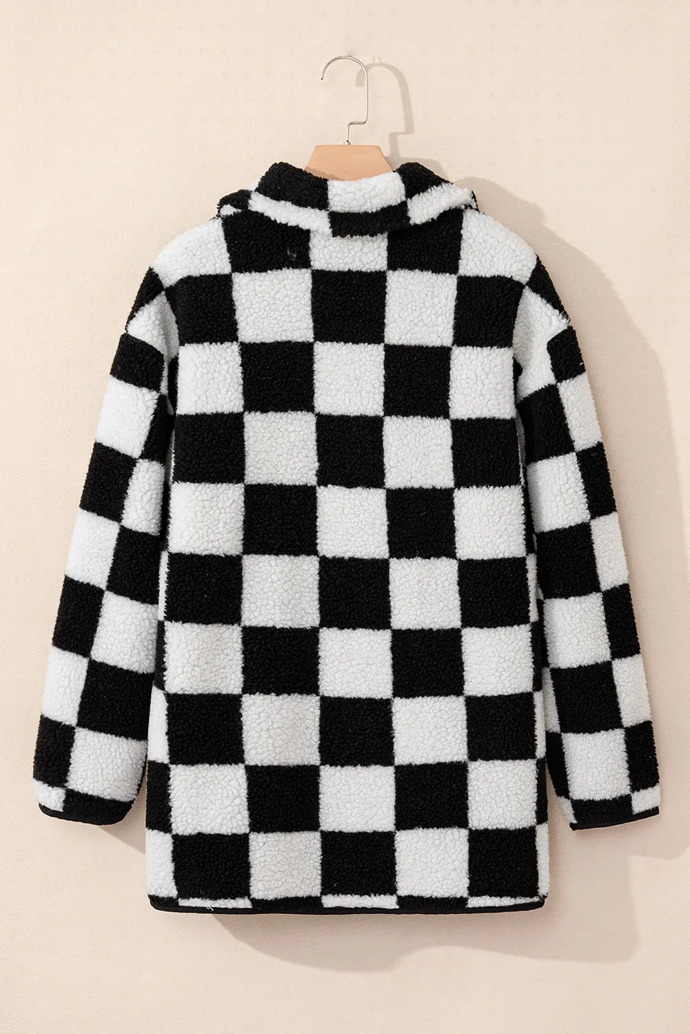 KaleaBoutique Checkered Side Pockets Collared Buttoned Fleece Jacket