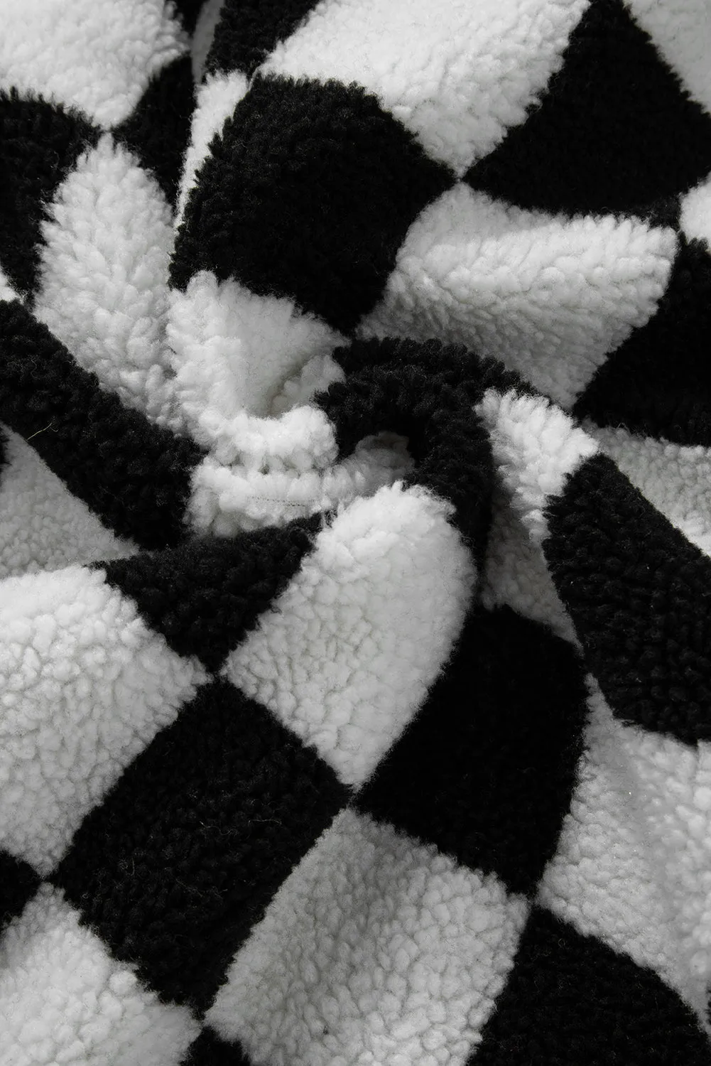 KaleaBoutique Checkered Side Pockets Collared Buttoned Fleece Jacket