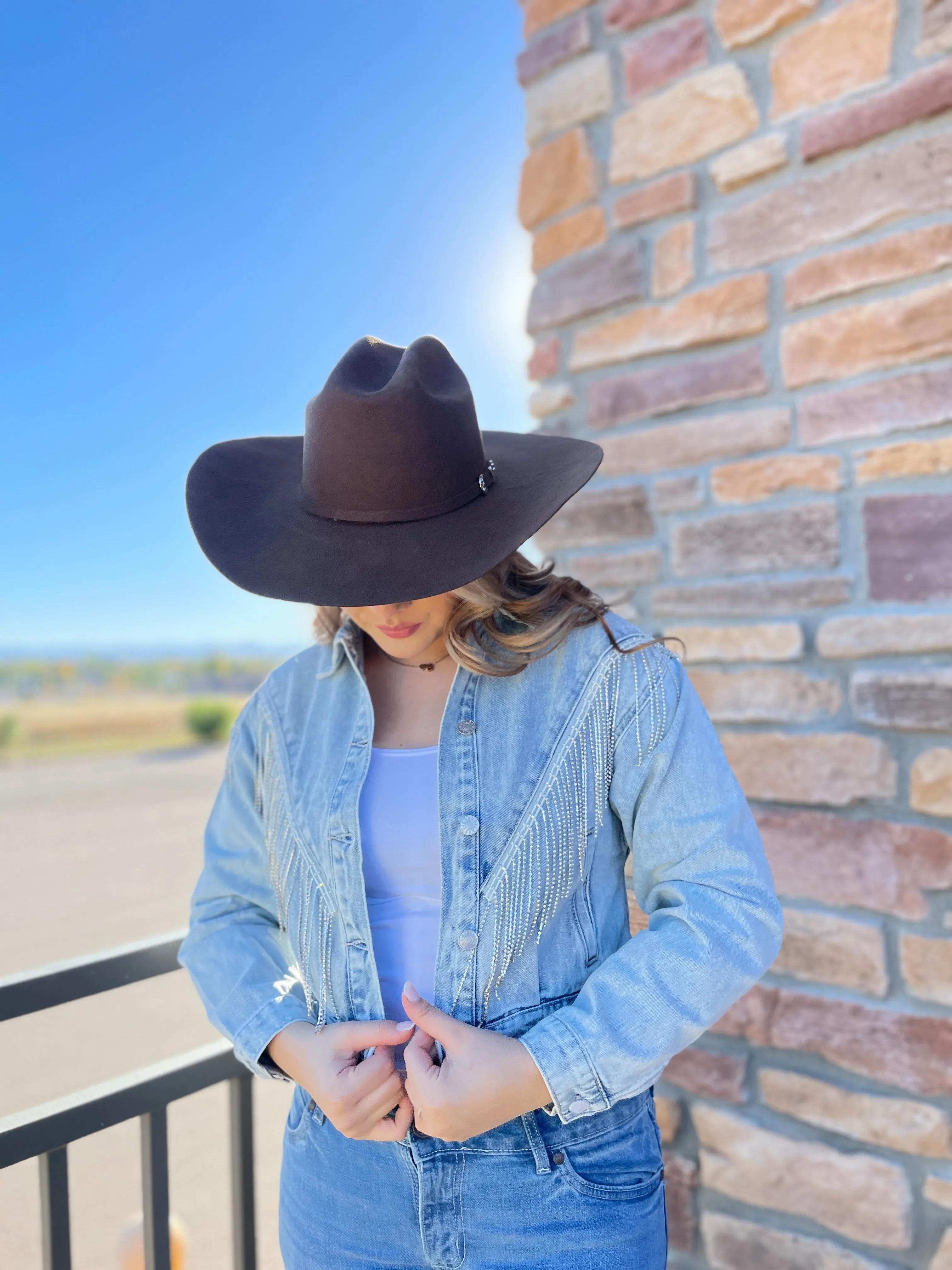 Katrina Blue Denim Fringe Jacket