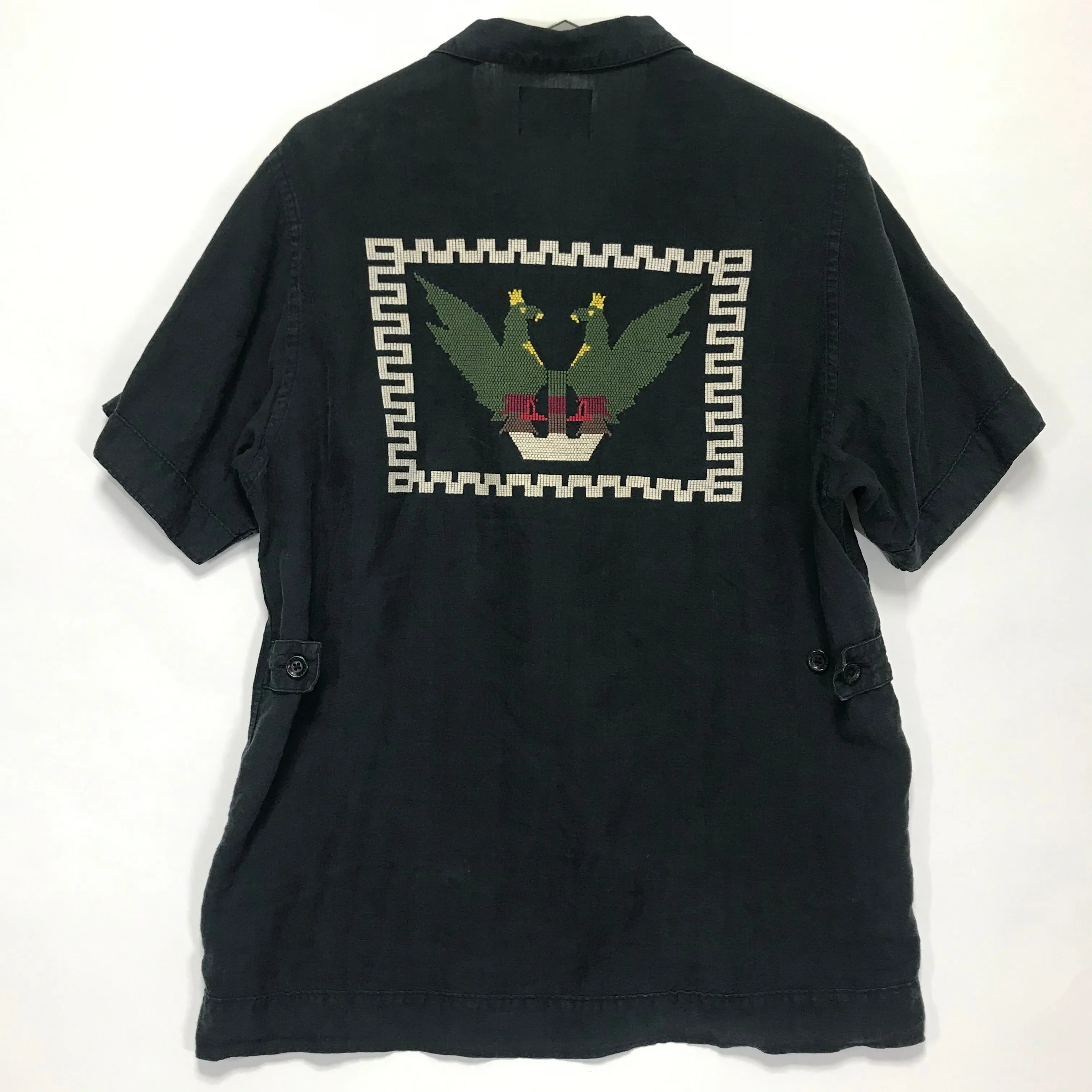 [L] WTaps 12SS Linen Guayabera S/S Shirt Navy