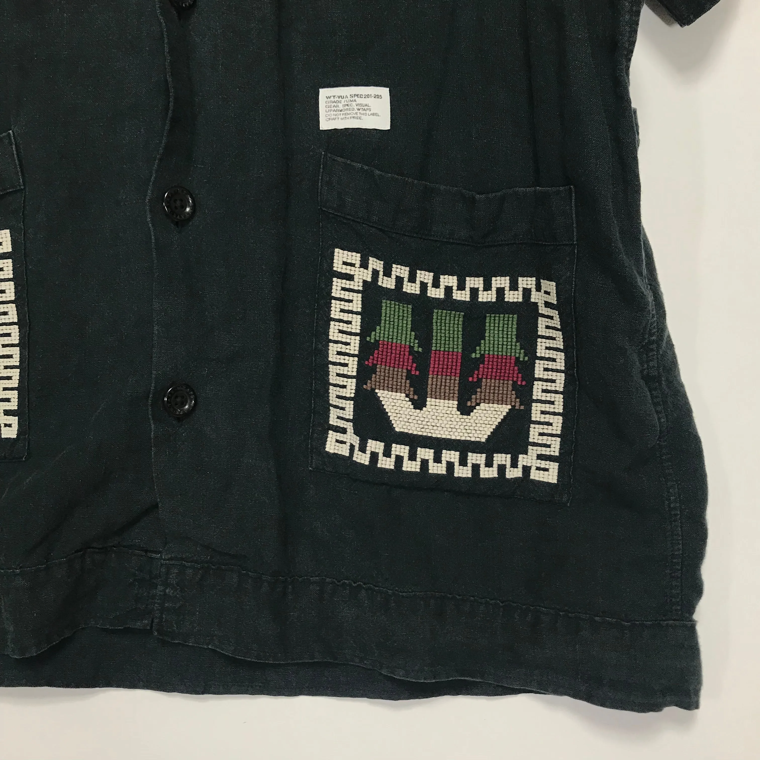 [L] WTaps 12SS Linen Guayabera S/S Shirt Navy