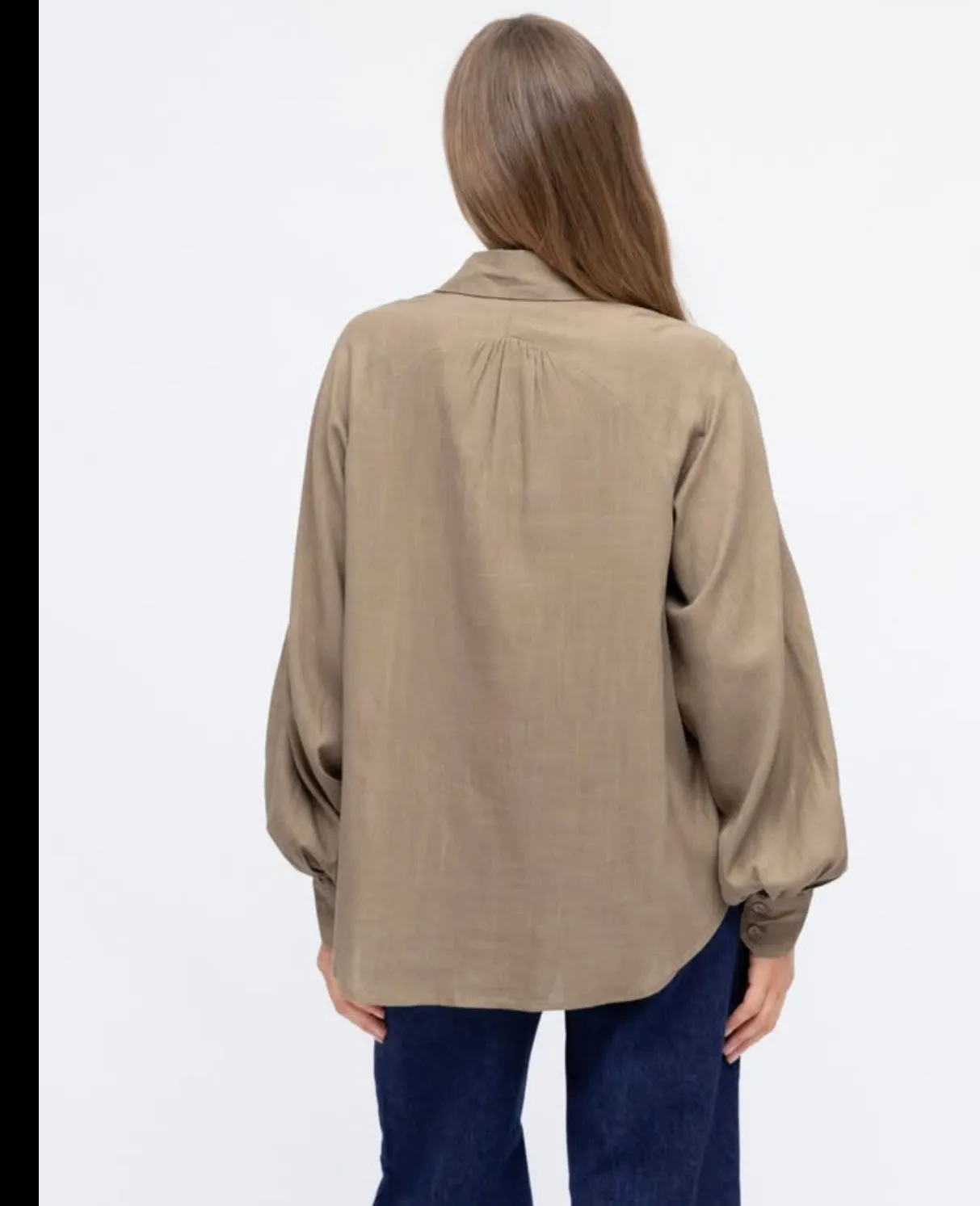 Lace Trim Blouse In Khaki