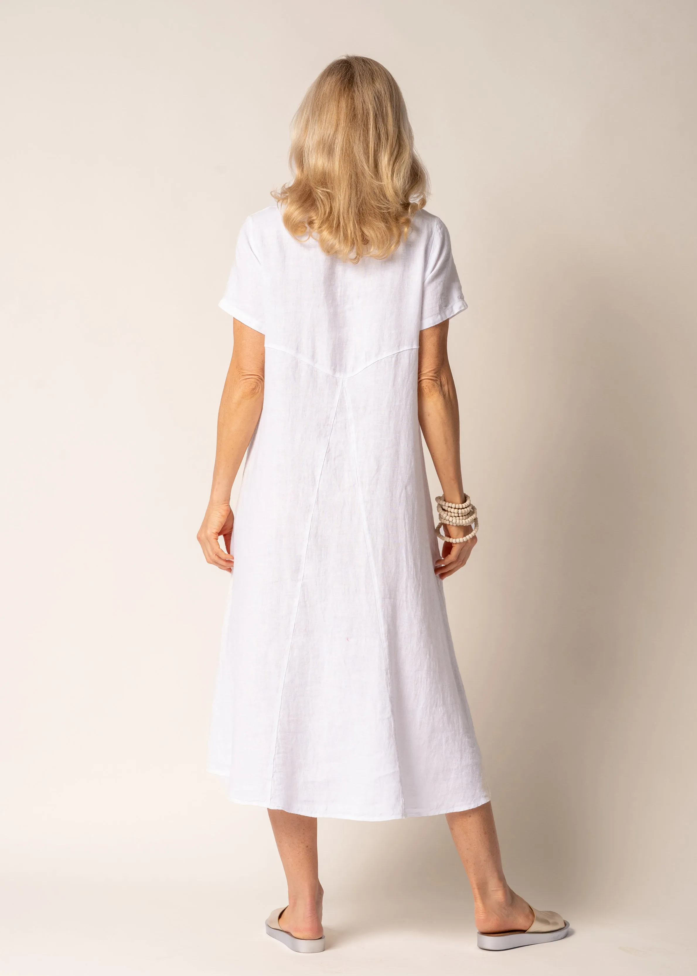 Lada Linen Dress in White