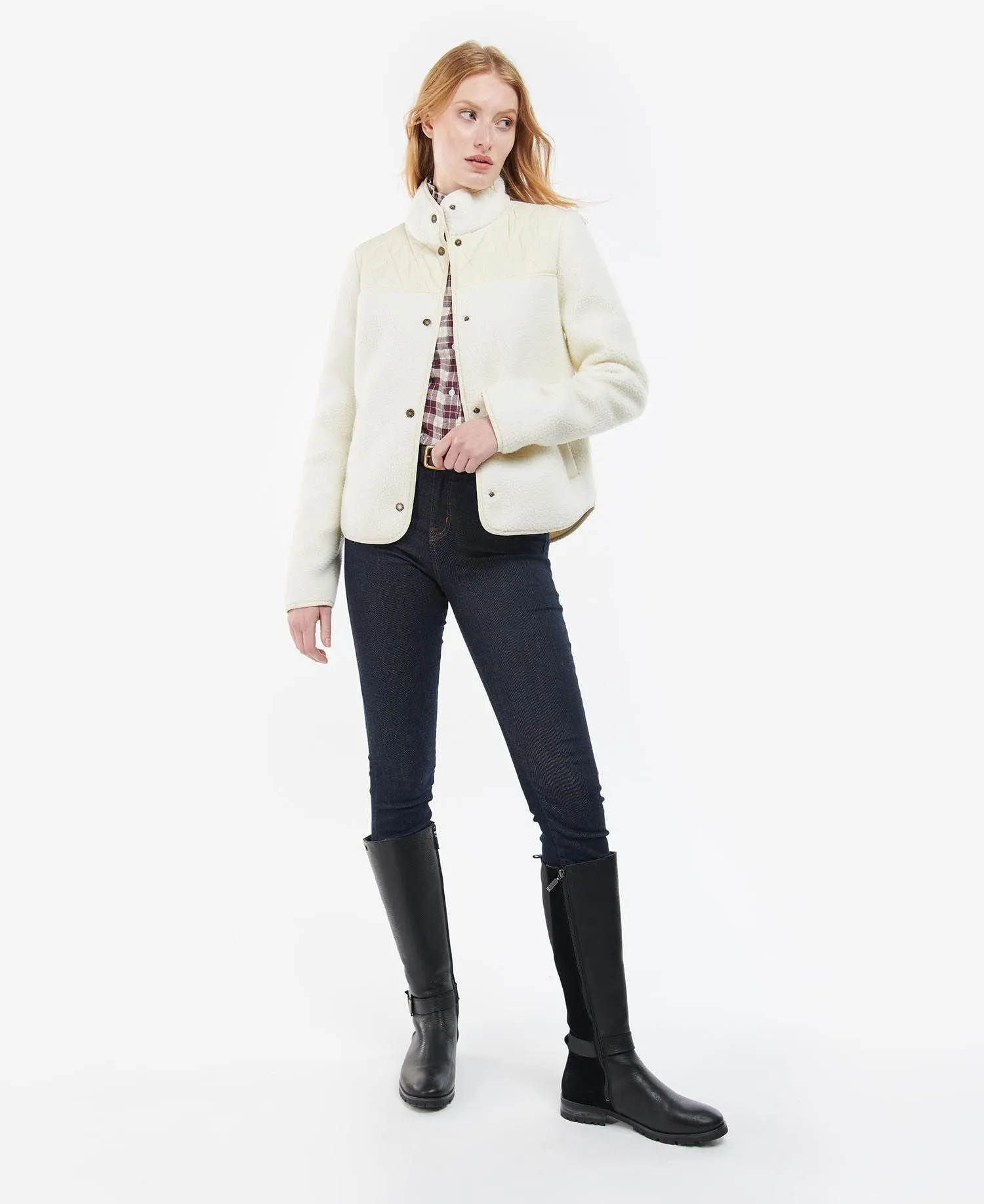 LADIES BARBOUR ASPEN FLEECE JACKET - WINTER PEARL