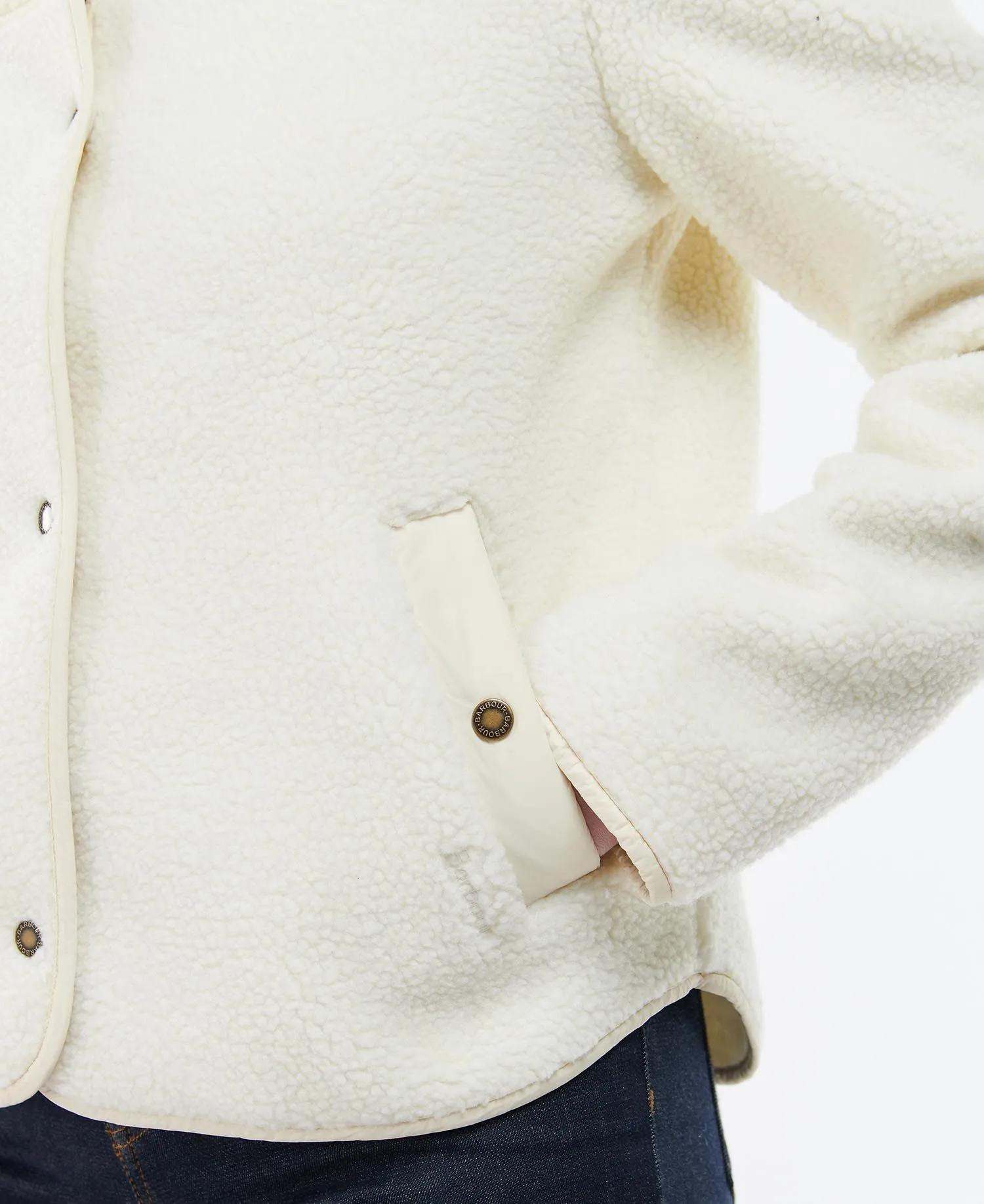 LADIES BARBOUR ASPEN FLEECE JACKET - WINTER PEARL