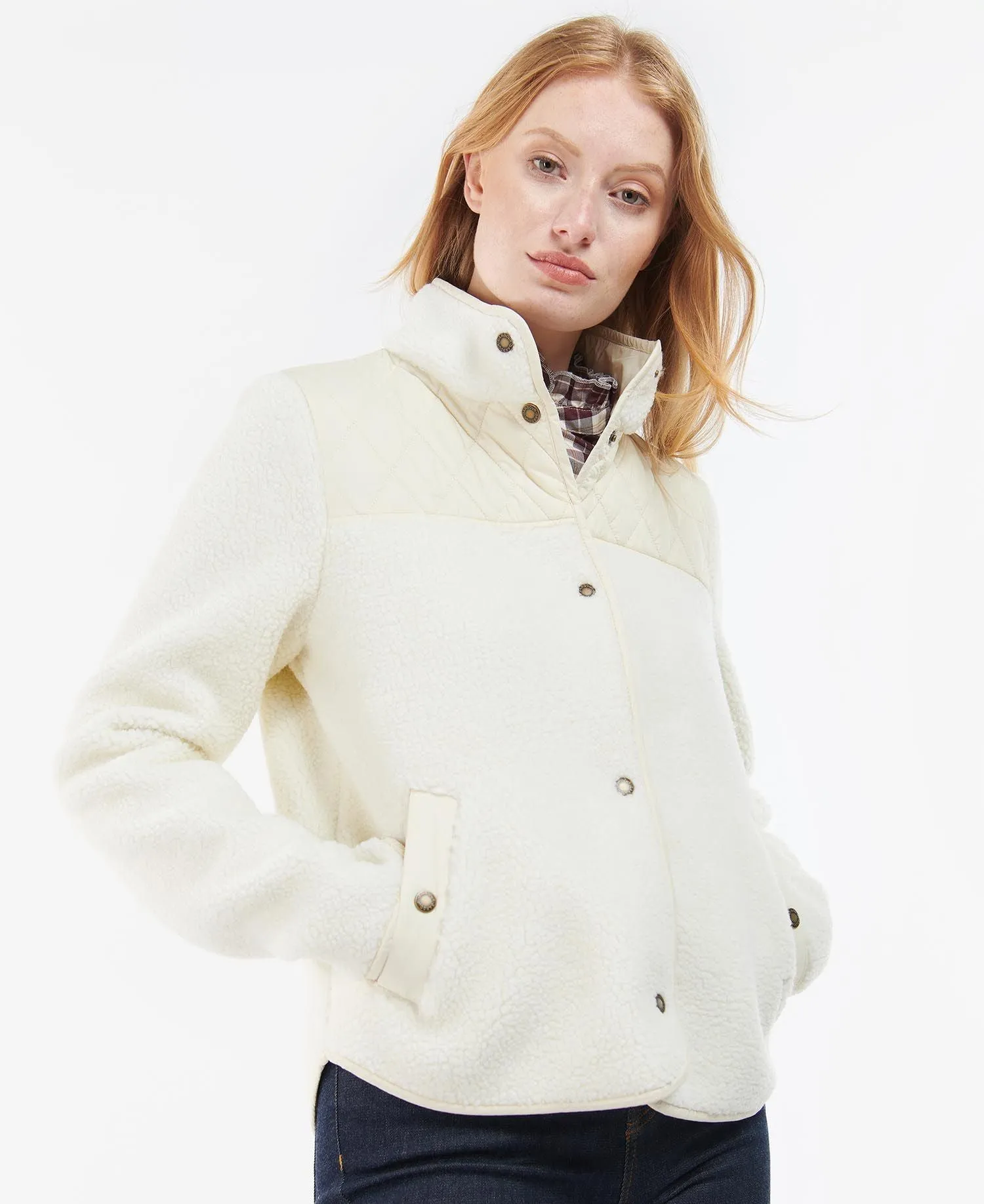 LADIES BARBOUR ASPEN FLEECE JACKET - WINTER PEARL