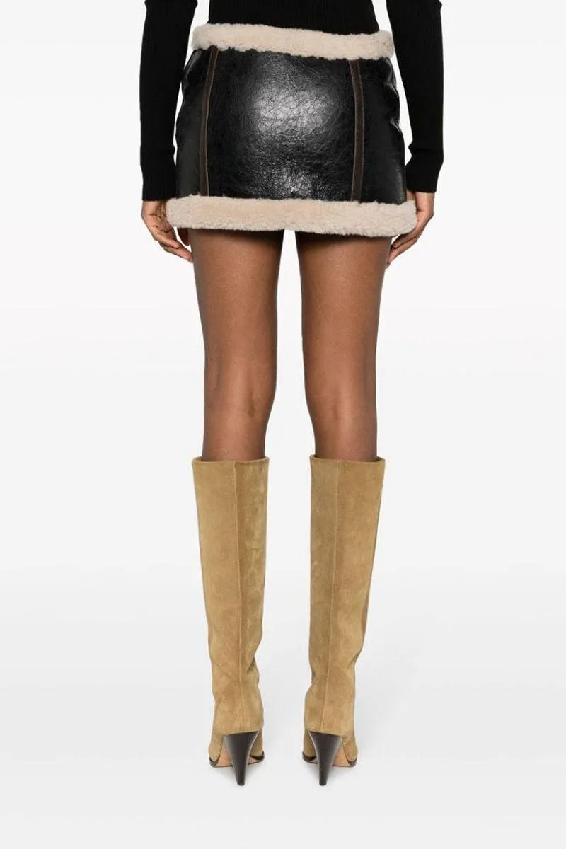 Lambswool buckle placket mini skirt