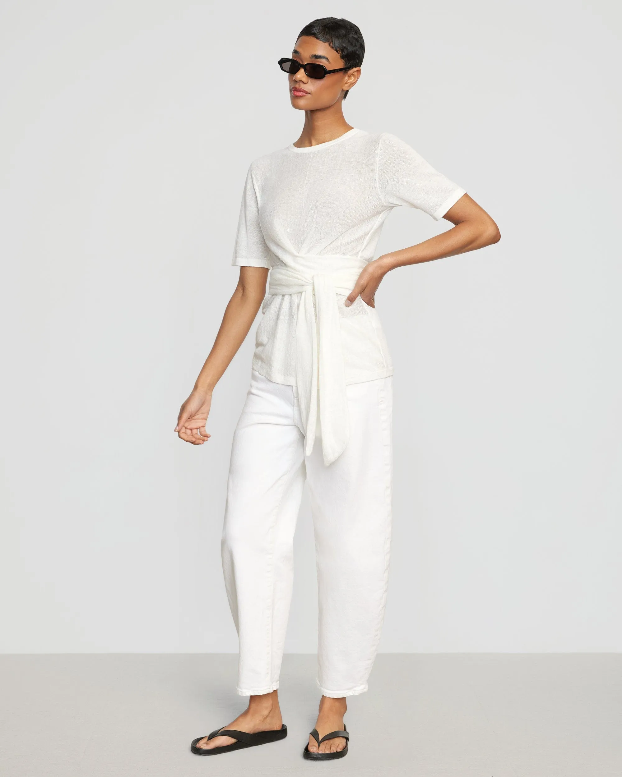 Lark Tie-Front Linen Sweater