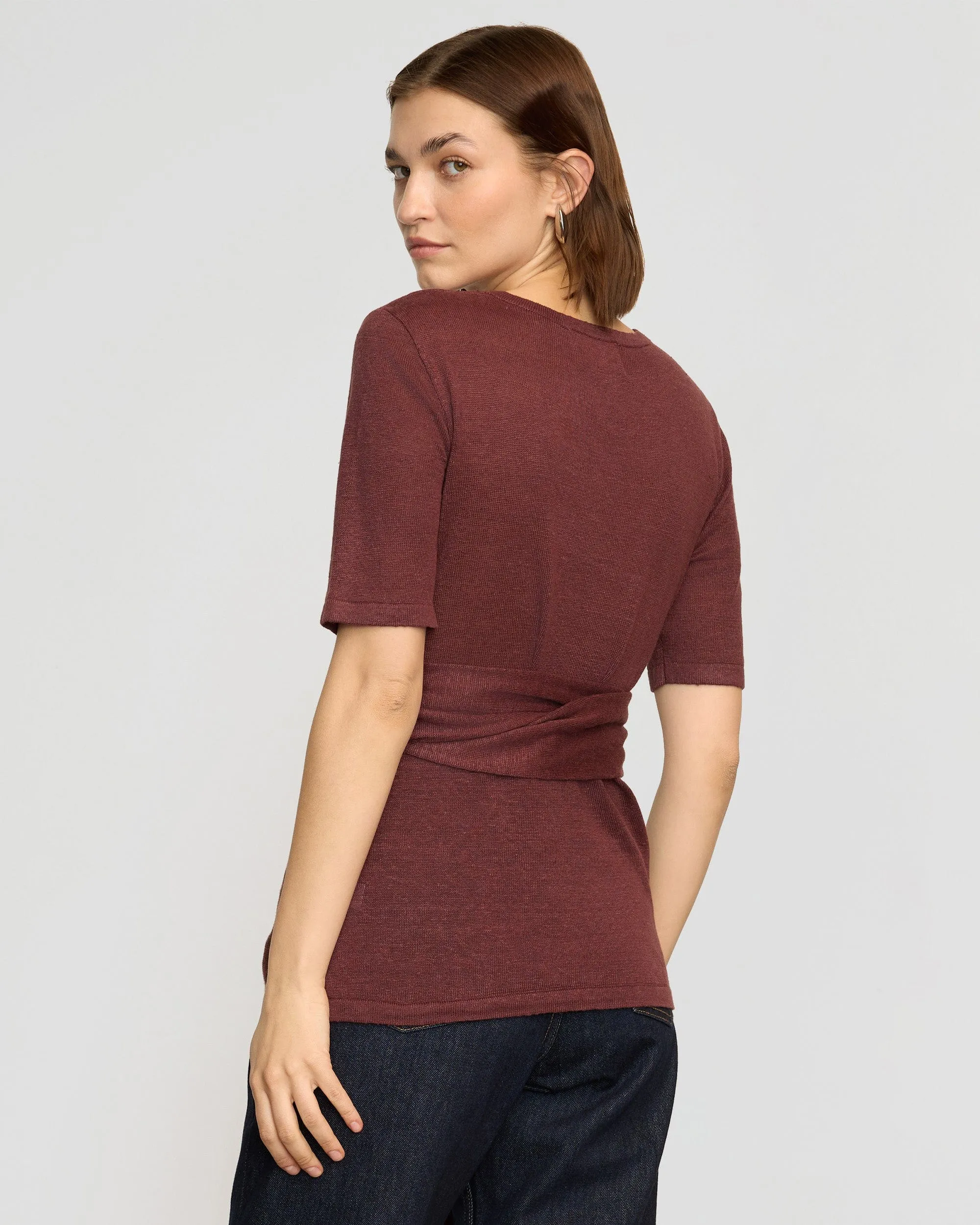 Lark Tie-Front Linen Sweater