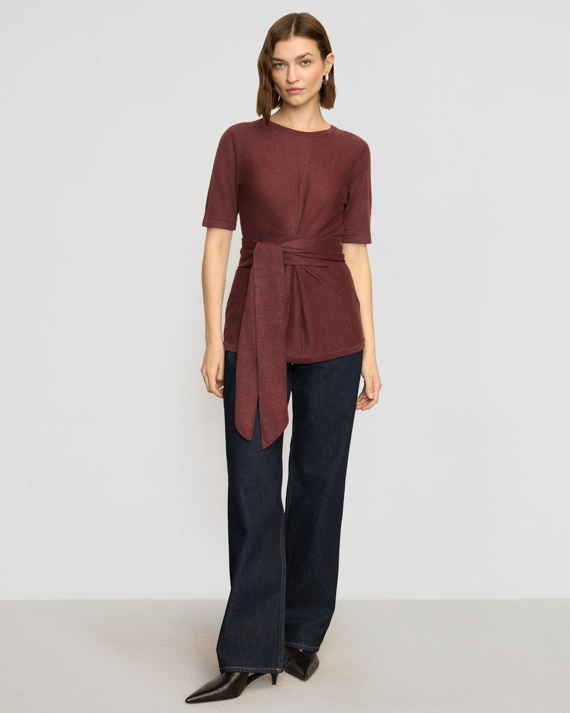 Lark Tie-Front Linen Sweater