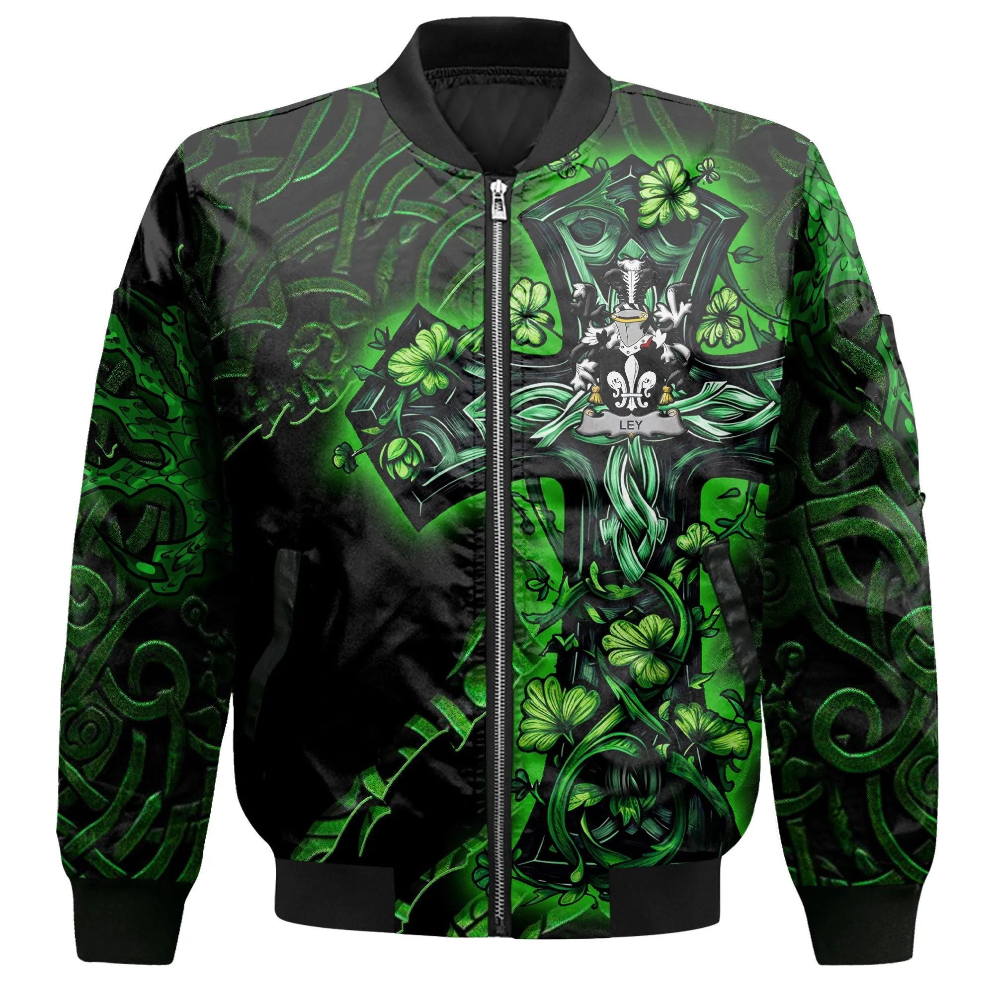 Ley Bomber Jackets Celtic Cross And Dragon Style