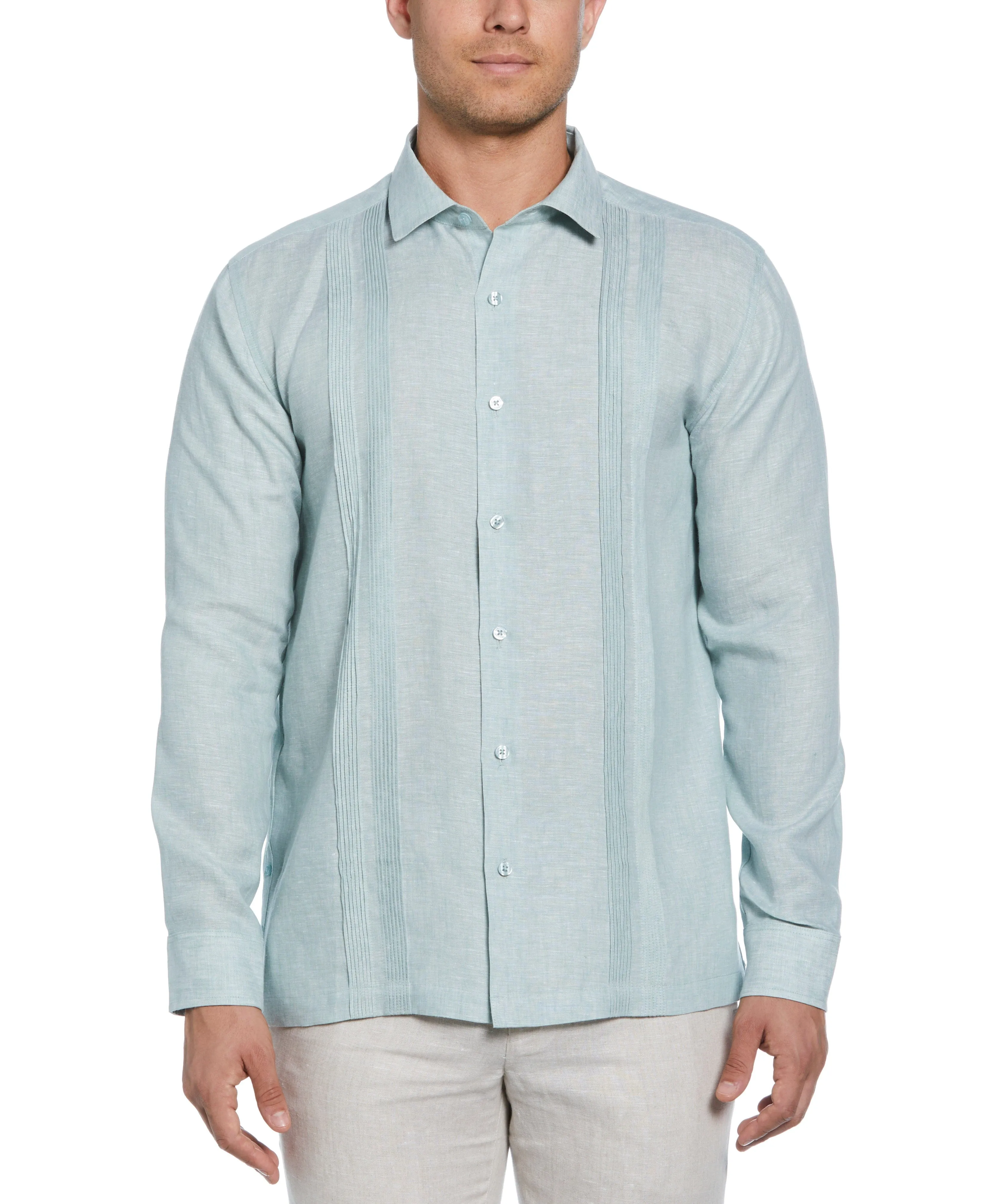 Linen Multi-Tuck Guayabera Shirt