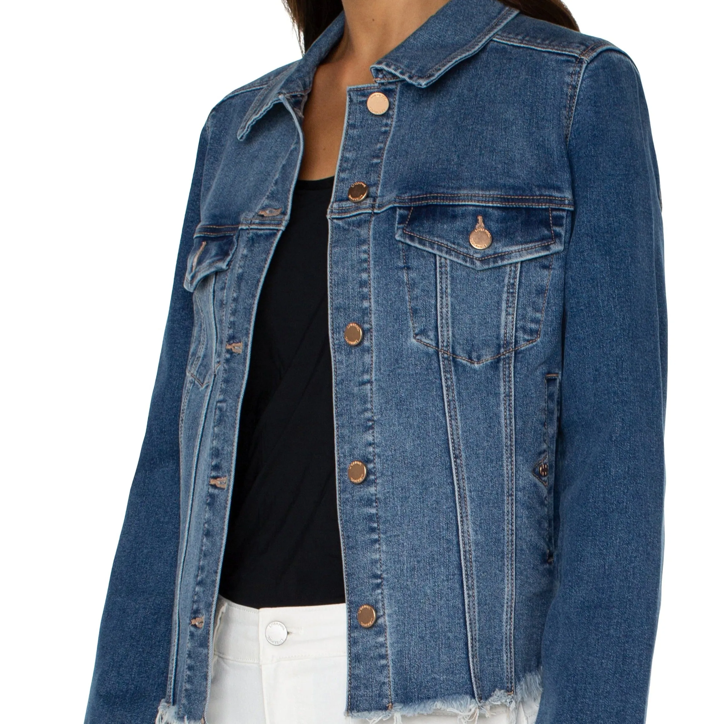 LIVERPOOL - Denim Frayed Trucker Jacket