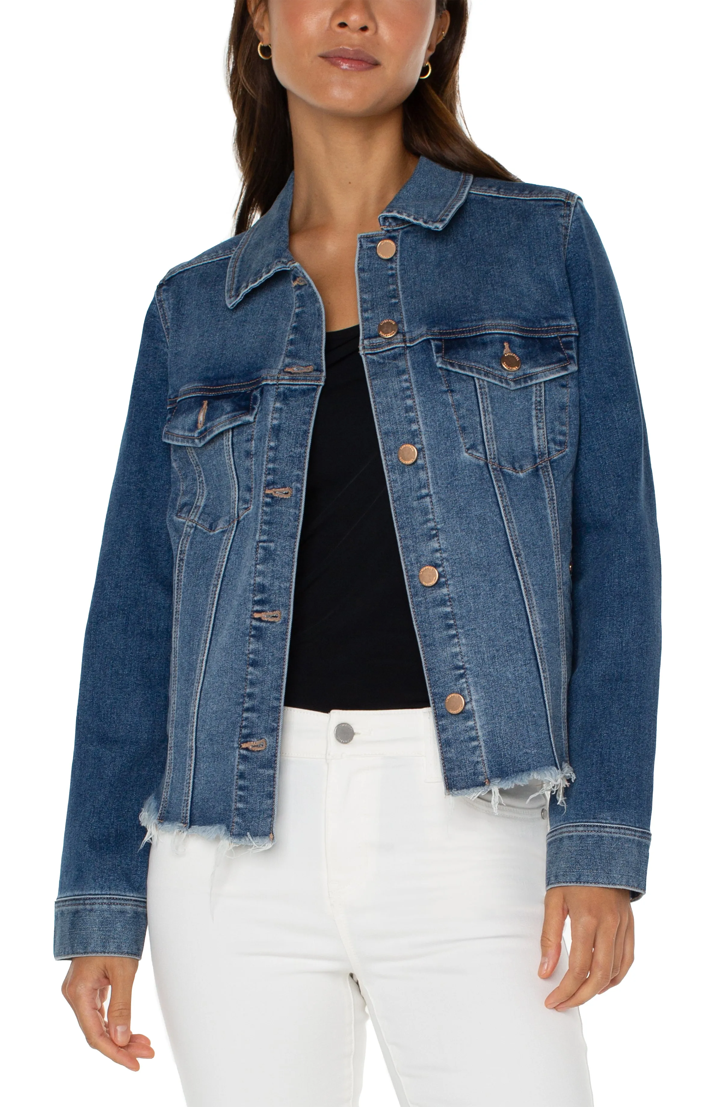 LIVERPOOL - Denim Frayed Trucker Jacket
