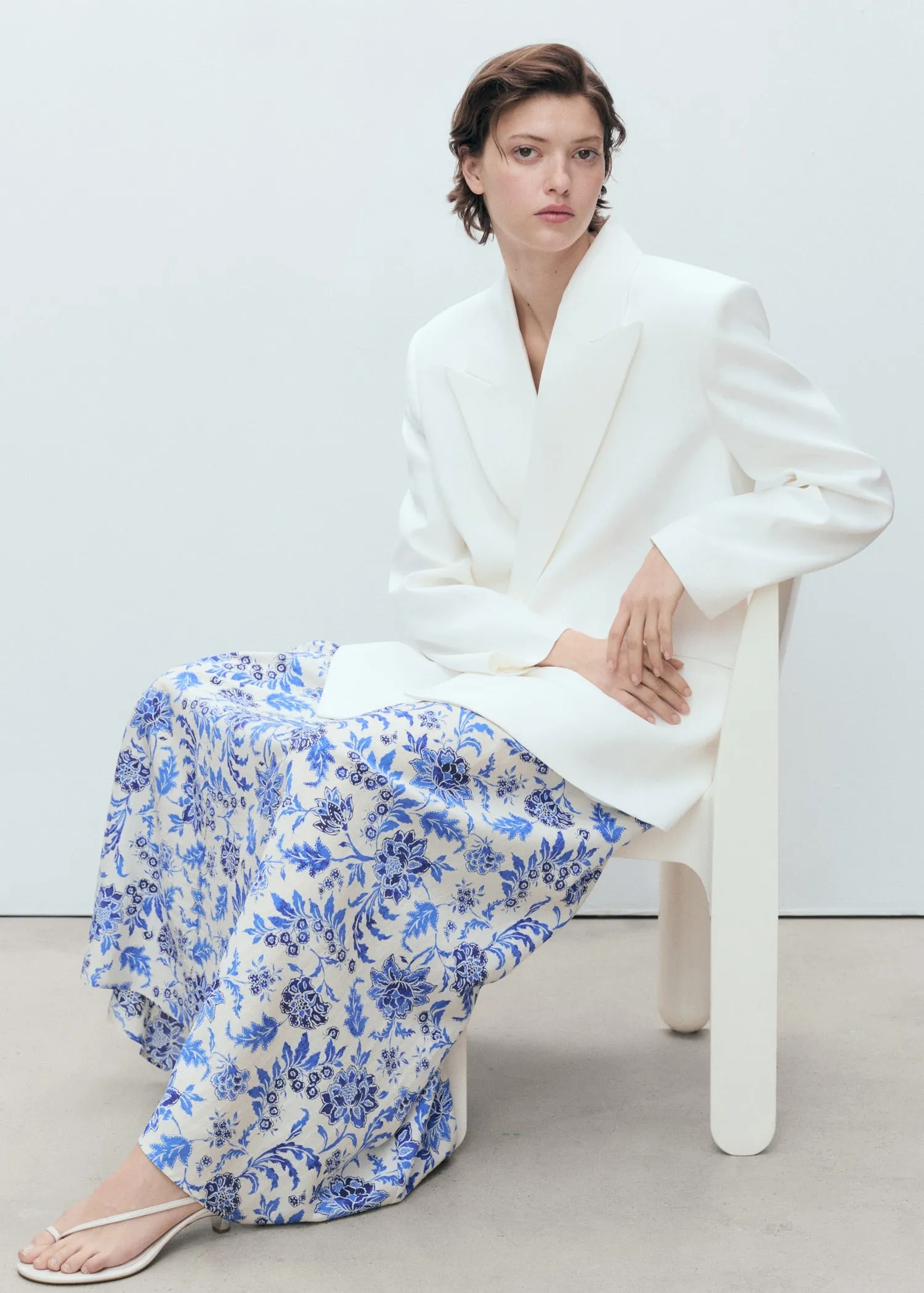 Long floral flared skirt