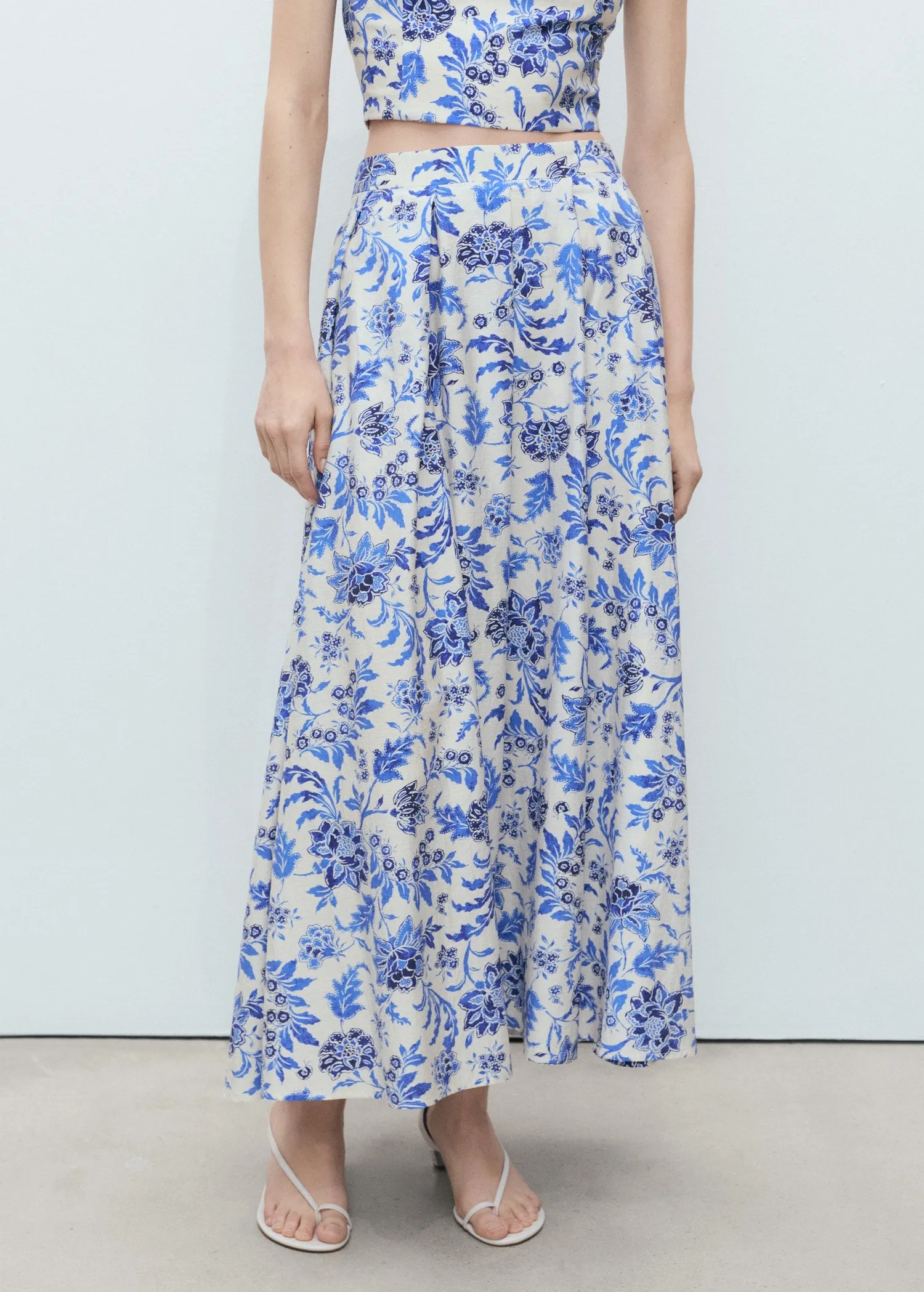 Long floral flared skirt
