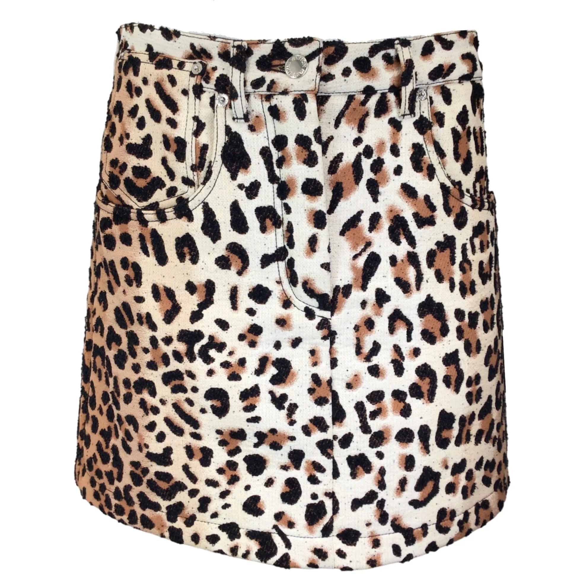 Louis Vuitton Tan / Black Leopard Print Cotton Mini Skirt