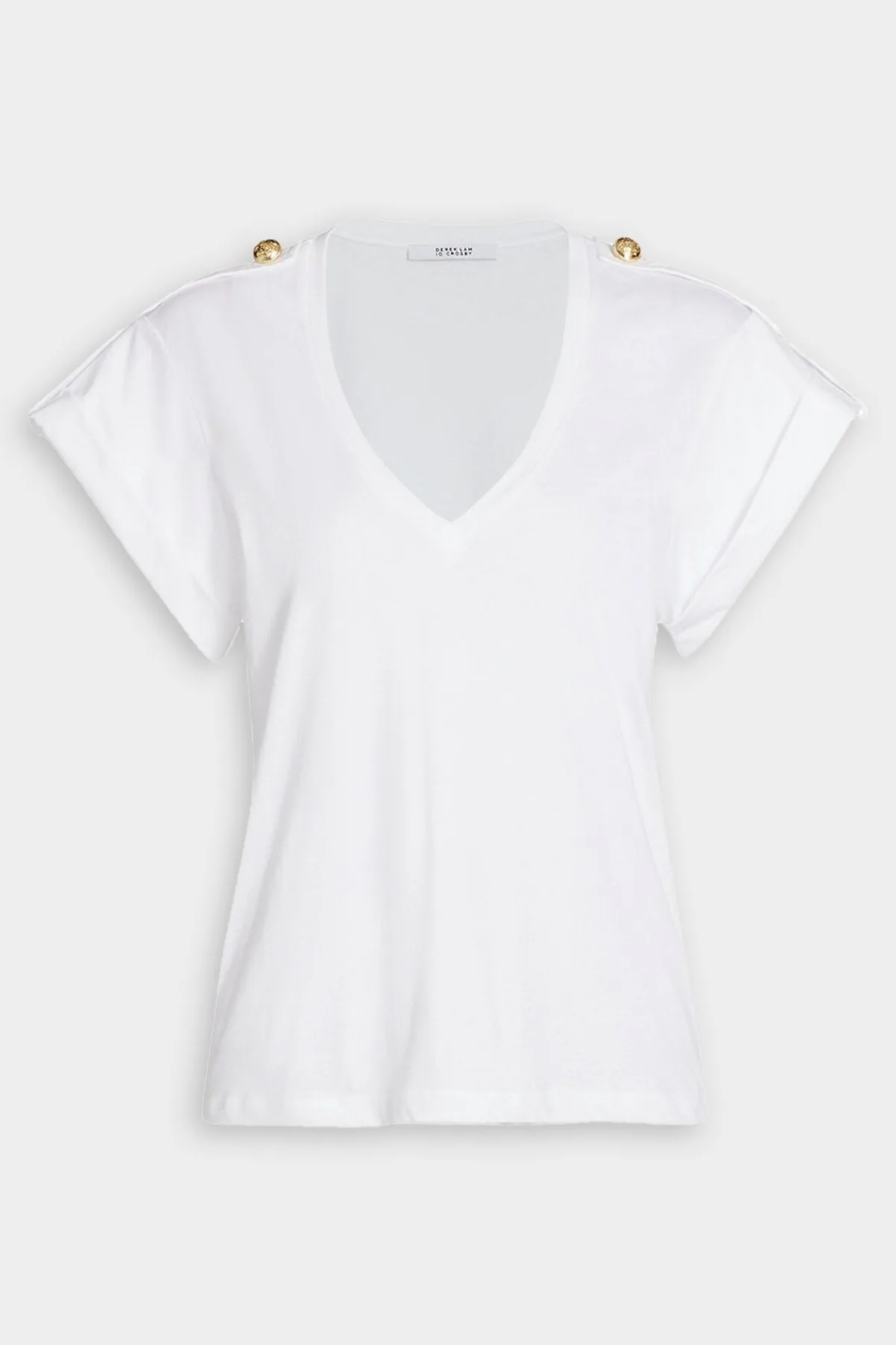 Lynne V-Neck Tee Top in Optic White