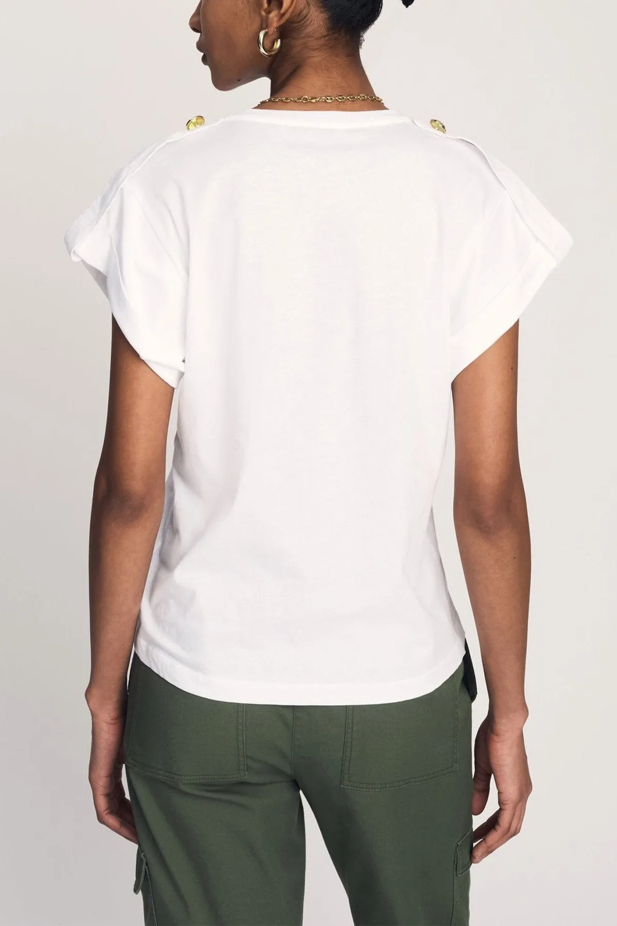 Lynne V-Neck Tee Top in Optic White