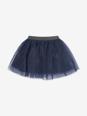 Mama Luma Girls Organza Flower Skirt in Navy