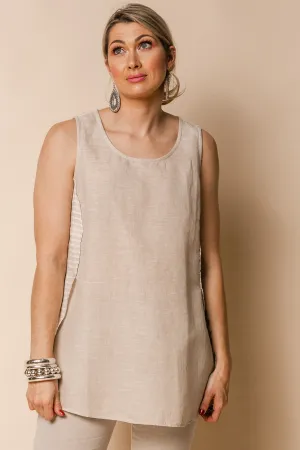 Mari Linen Blend Top in Latte