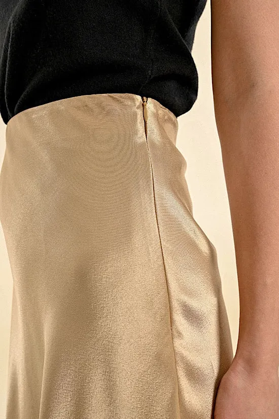 MB Satin Skirt in Gold