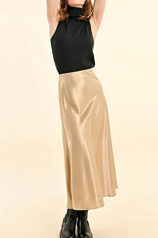MB Satin Skirt in Gold