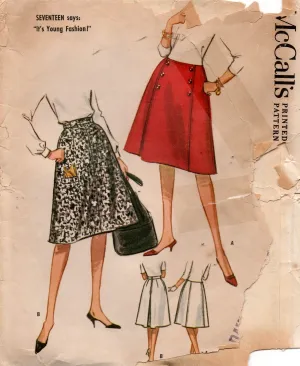 McCall's 6488 Womens or Teens RETRO Flared Skirts 1960s Vintage Sewing Pattern Waist 23 inches