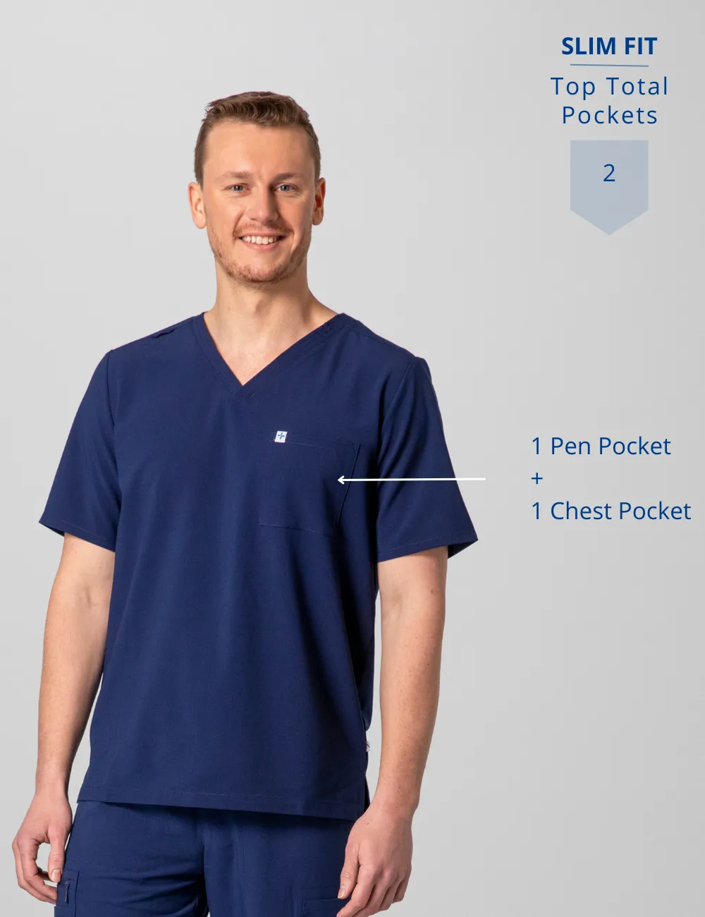 Men's Essential Scrub Top - Navy