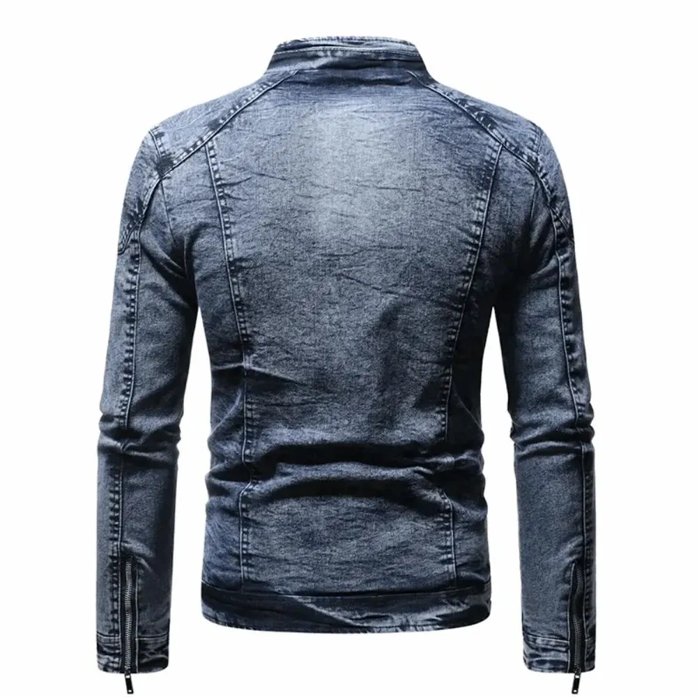 Mens's Light Blue Zipper Pockets Denim Jacket