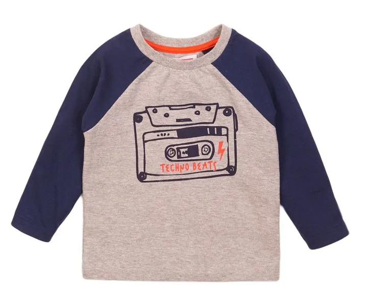 MINOTI Boys Long Sleeve Top Grey (9mths-3yrs)