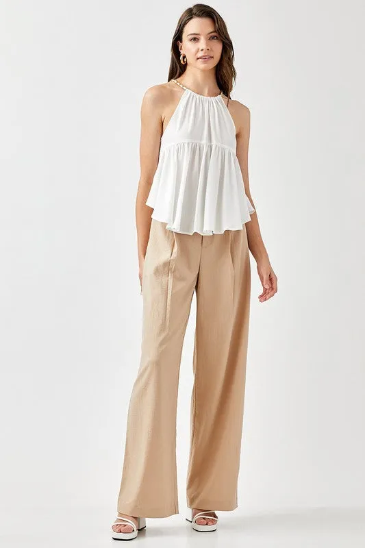 Mustard Seed Junior Halter Neck with Back Strap Flared Top