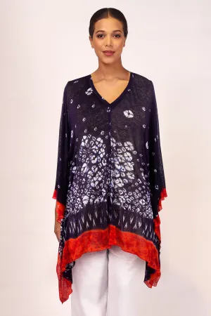 Navy & Orange Contemporary Long Sweater