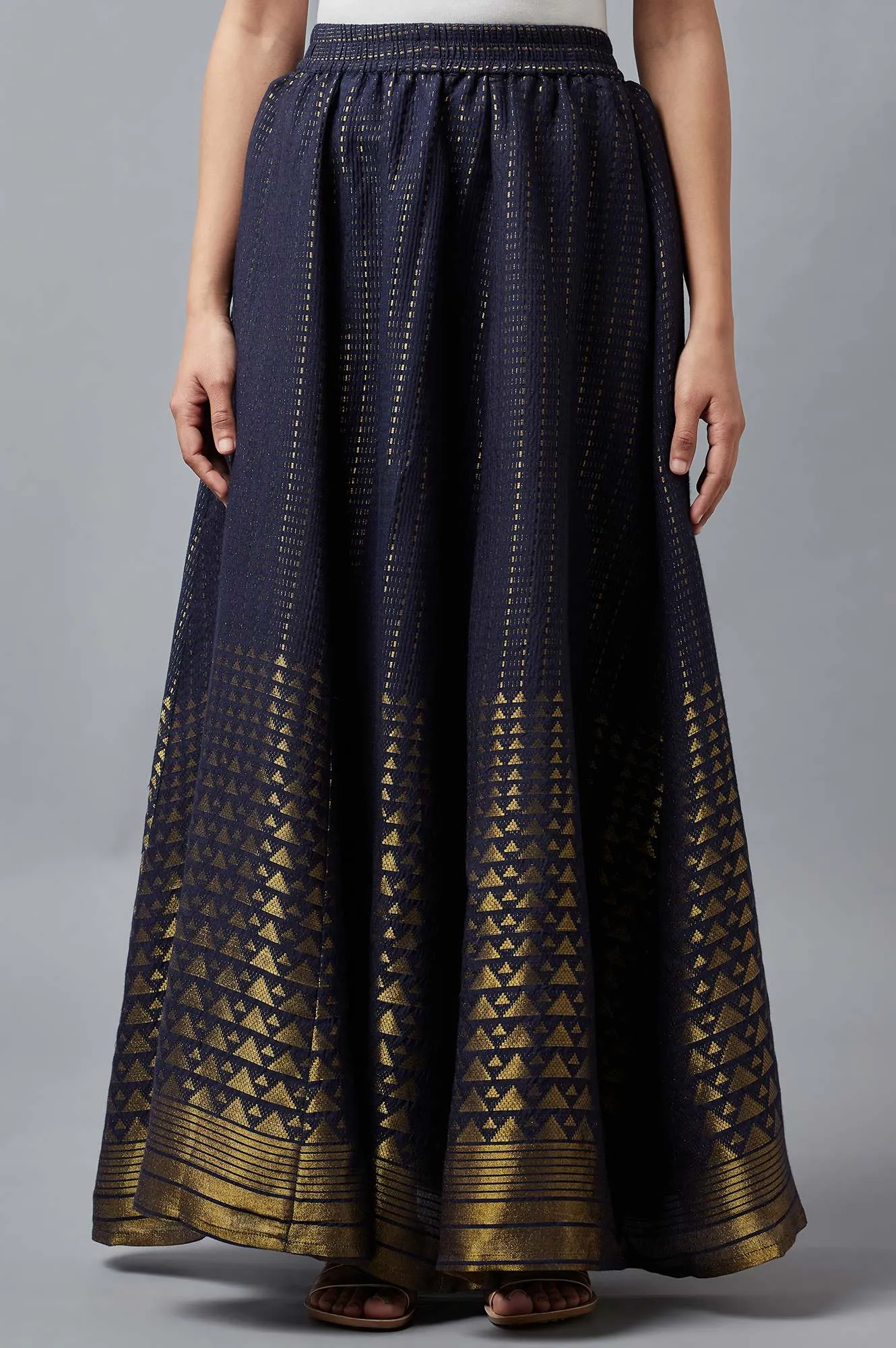 Navy Printed Skirt