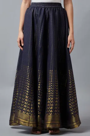 Navy Printed Skirt