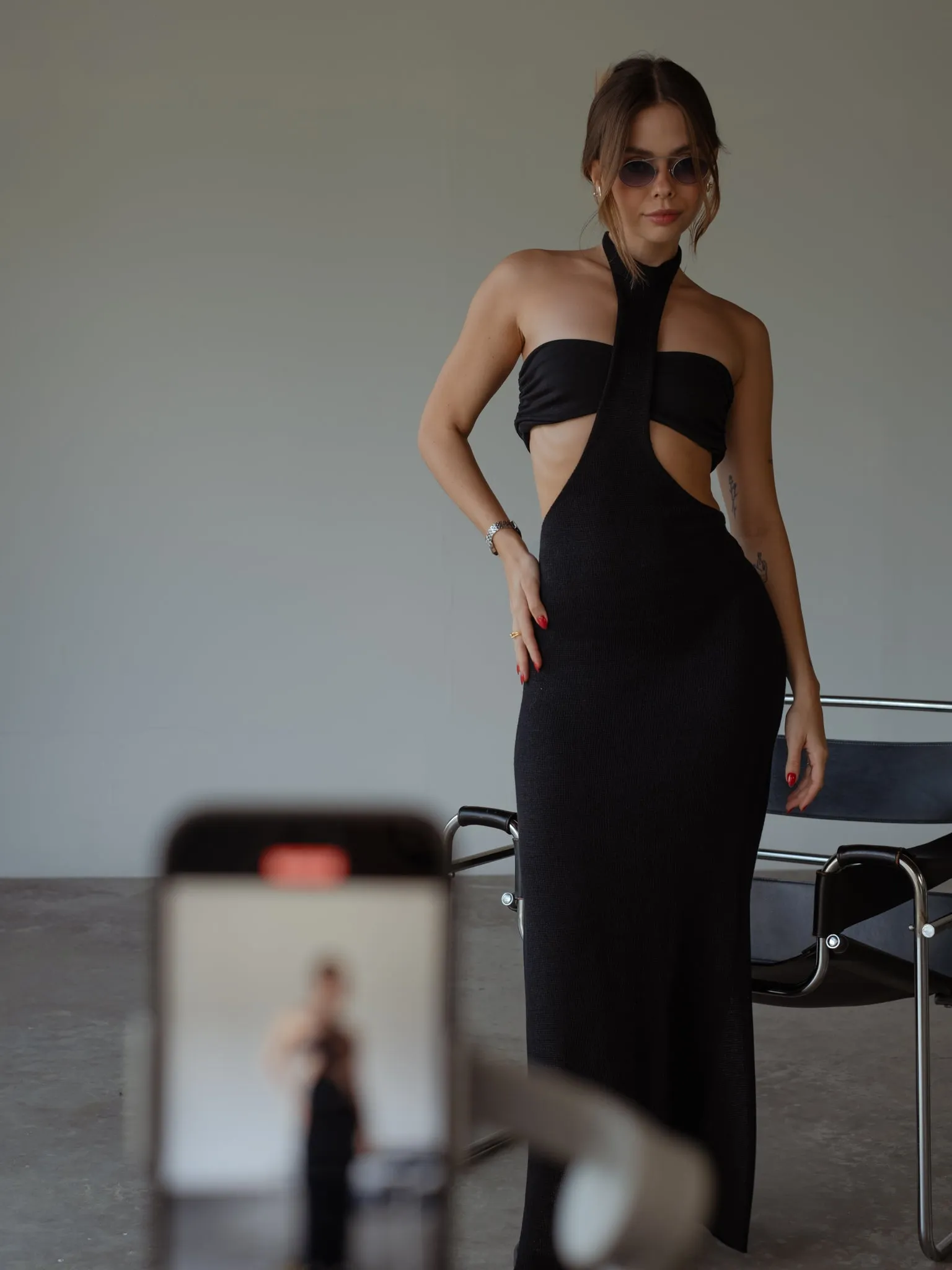 NECK COVER DRESS - BLACK