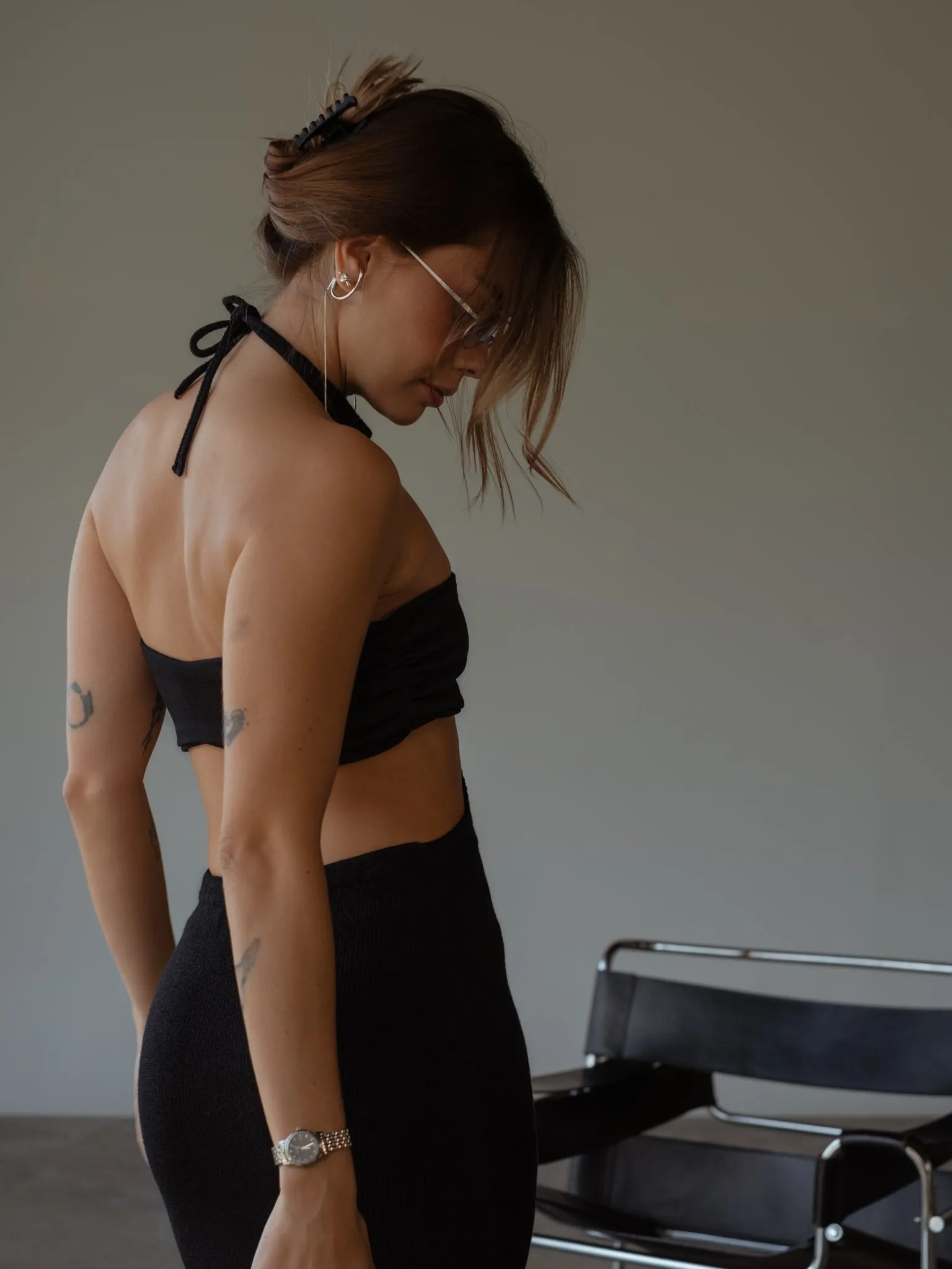 NECK COVER DRESS - BLACK