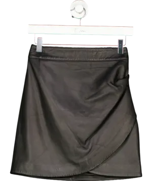 Novo Black Leather Split Hem Mini Skirt UK 6