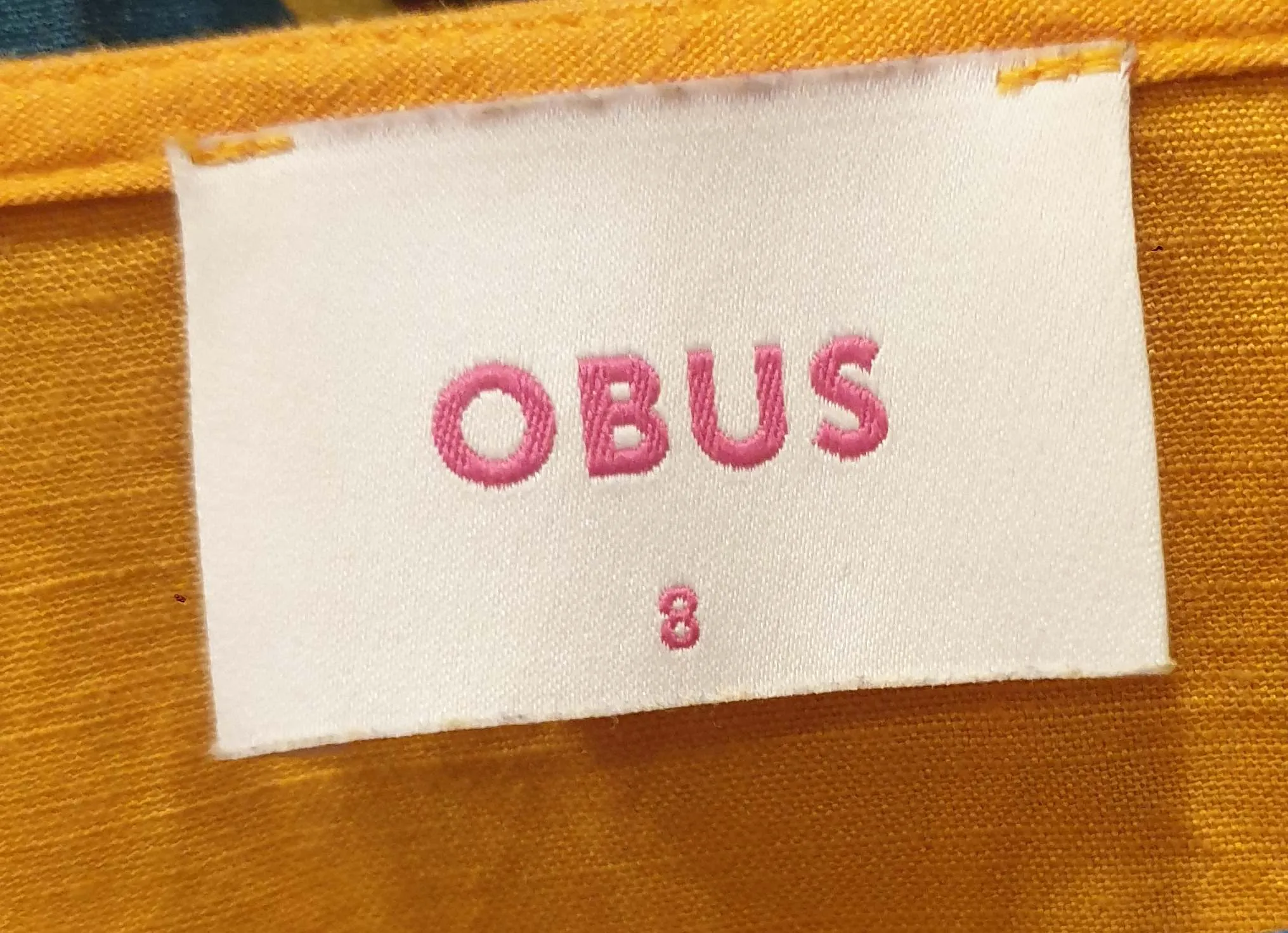 Obus yellow linen mix half sleeve top size 8