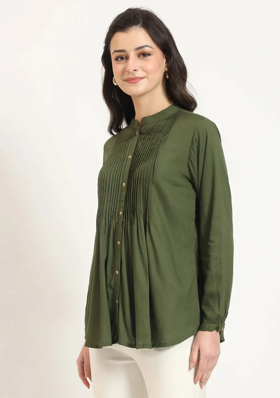 Olive Pintex  Top