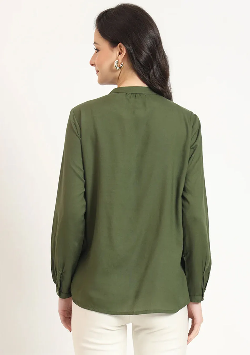 Olive Pintex  Top