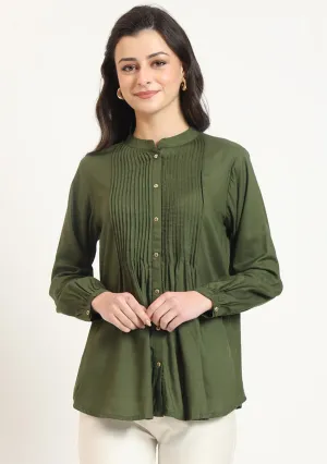 Olive Pintex  Top