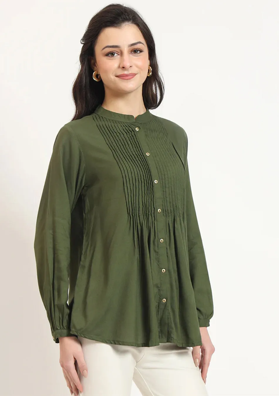 Olive Pintex  Top