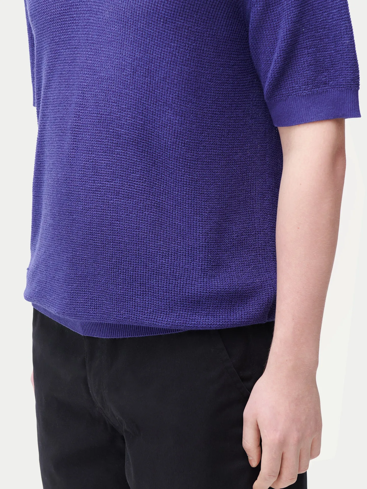 Open Collar Cashmere Silk Polo Shirt